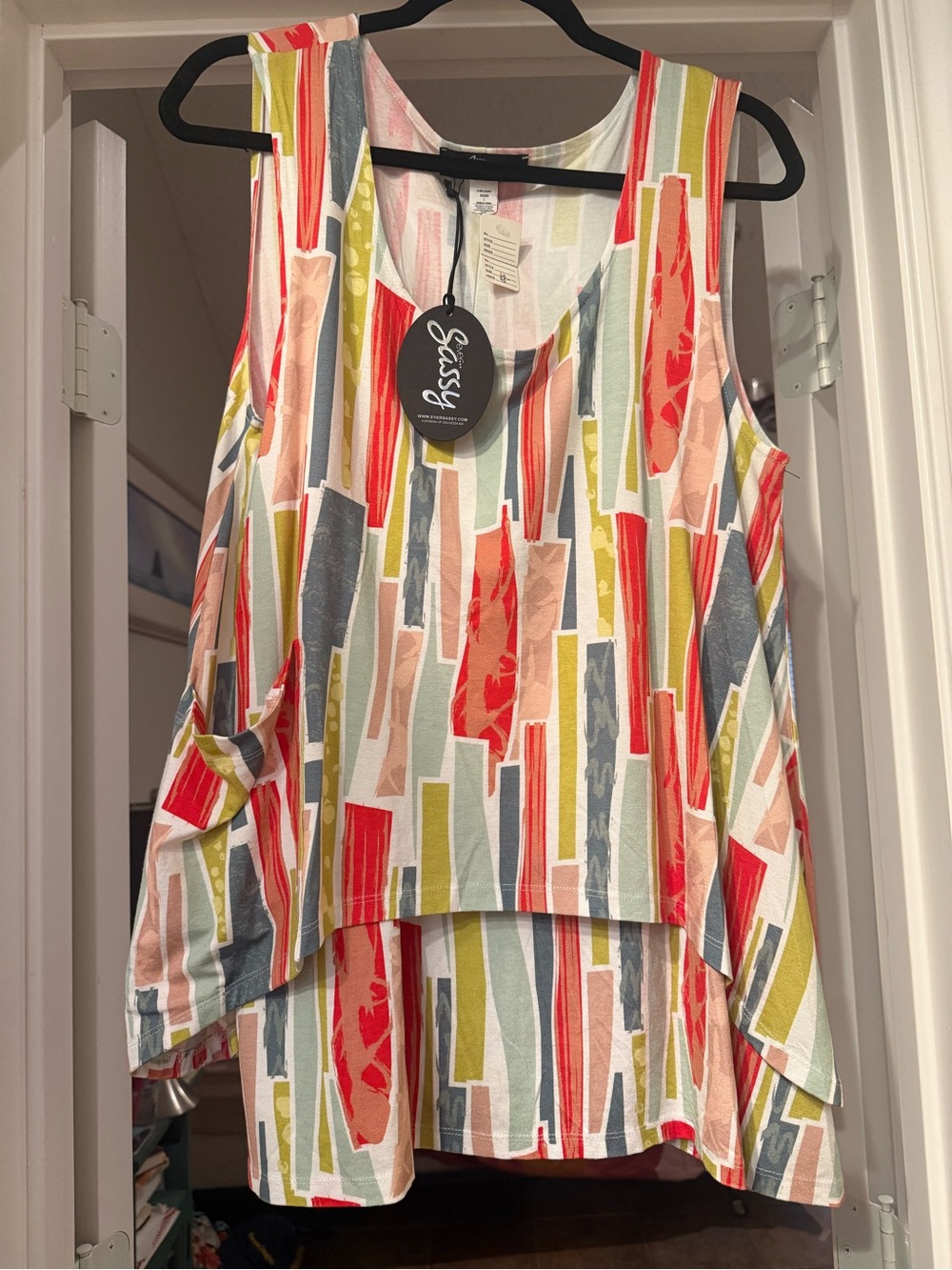 Sassy Colorblock Vertical Stripe Sleeveless Top